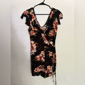 Xhilaration Black Floral Romper for Women Size Small